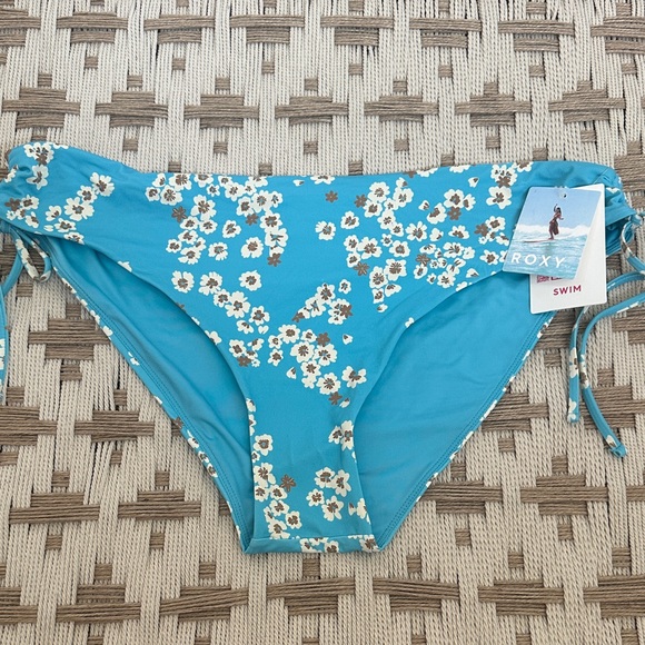 Roxy Floral Blue Bikini Bottom - Picture 1 of 5